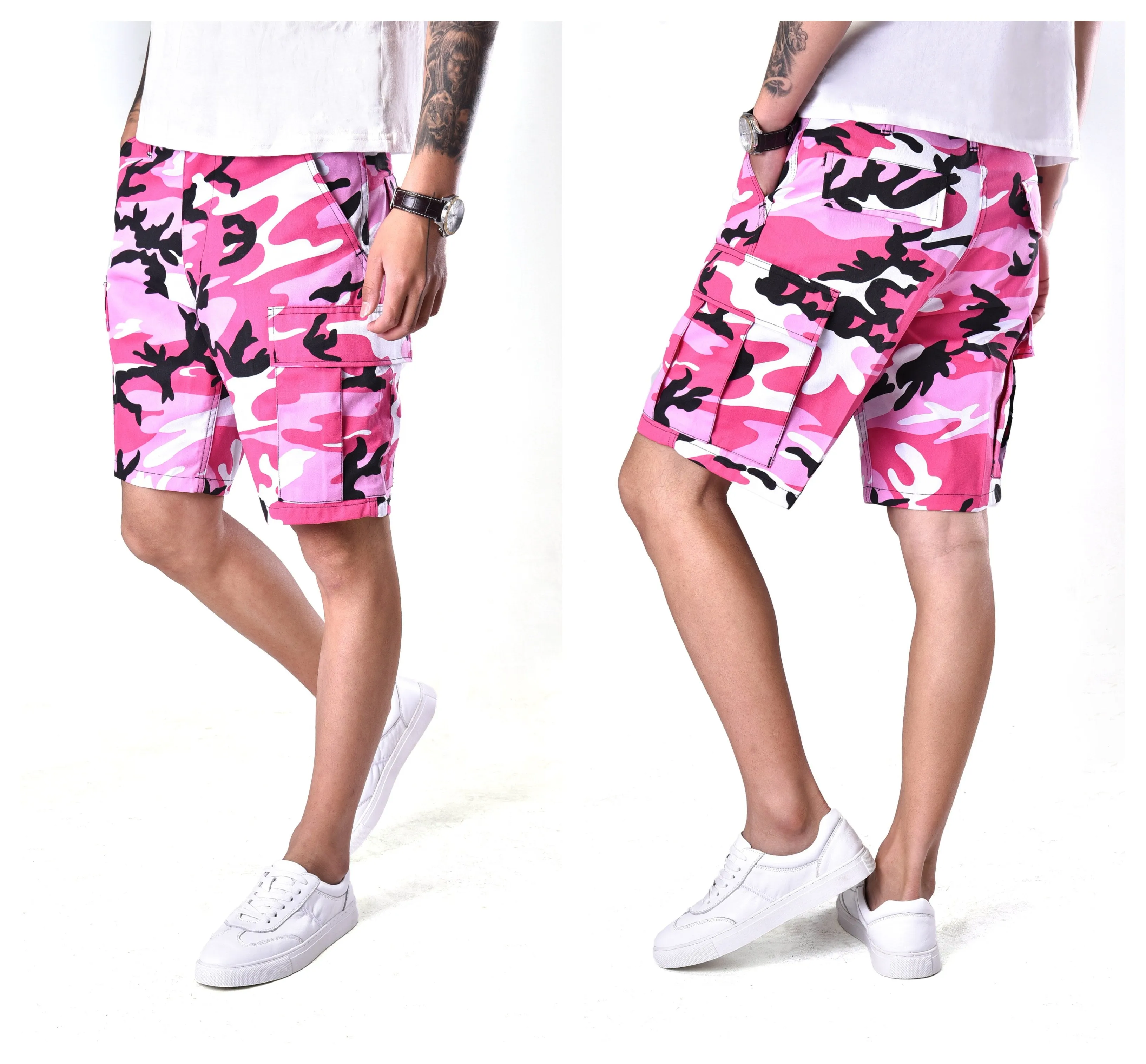 BACKBONE Mens Casual Cargo Shorts Army Military BDU Shorts with Zip Fly - Camo Colors
