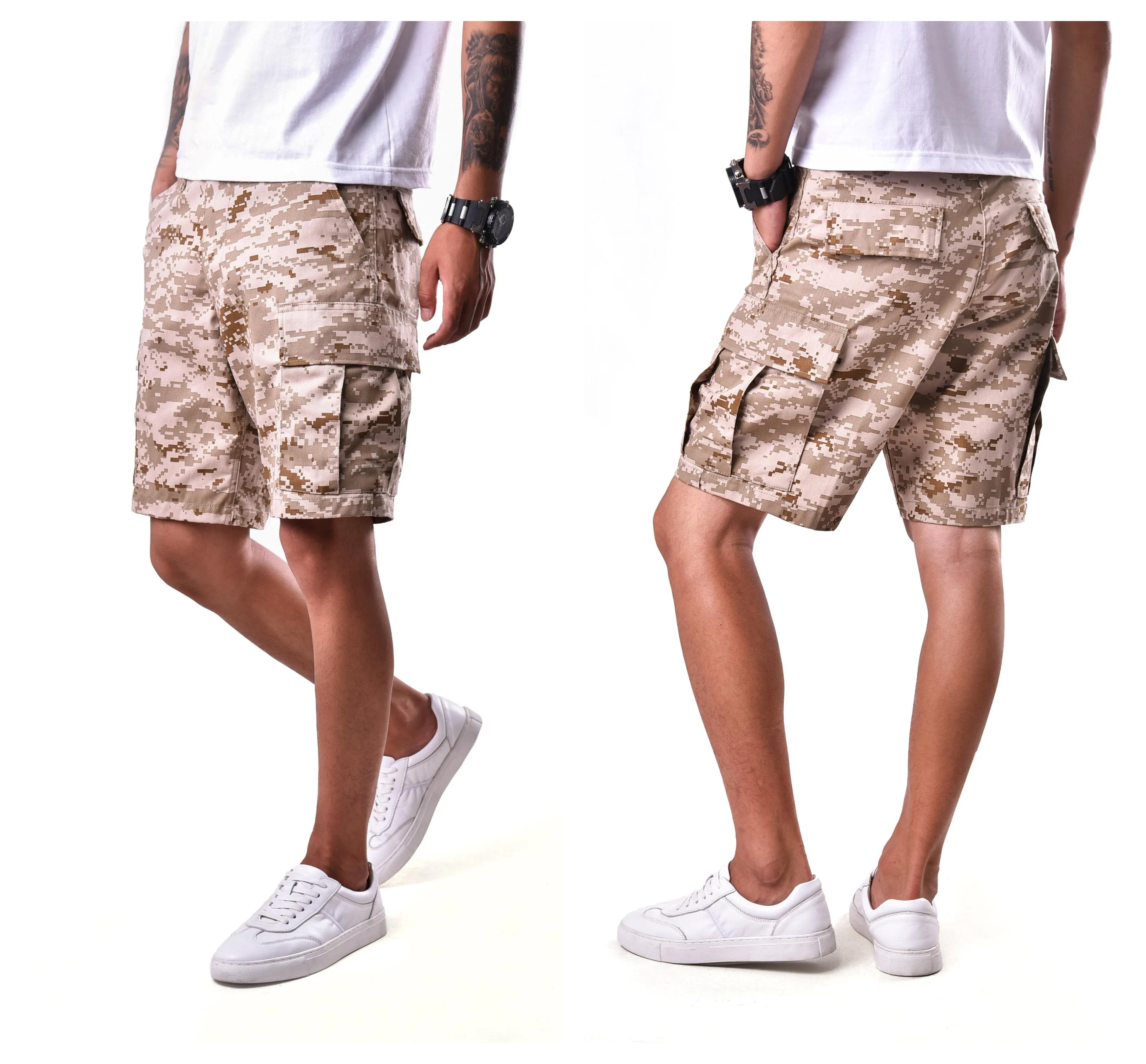 BACKBONE Mens Casual Cargo Shorts Army Military BDU Shorts with Zip Fly - Camo Colors