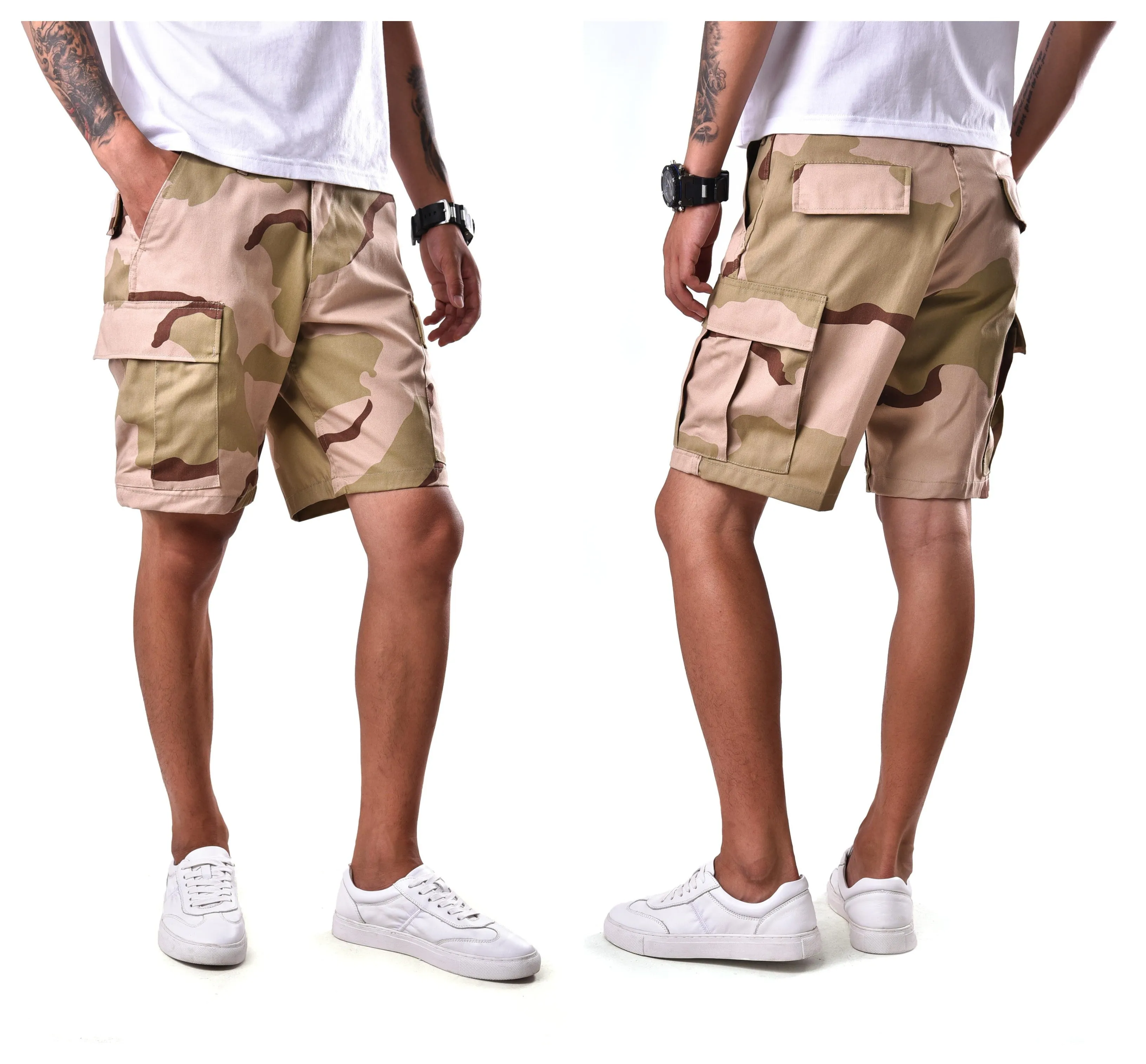 BACKBONE Mens Casual Cargo Shorts Army Military BDU Shorts with Zip Fly - Camo Colors