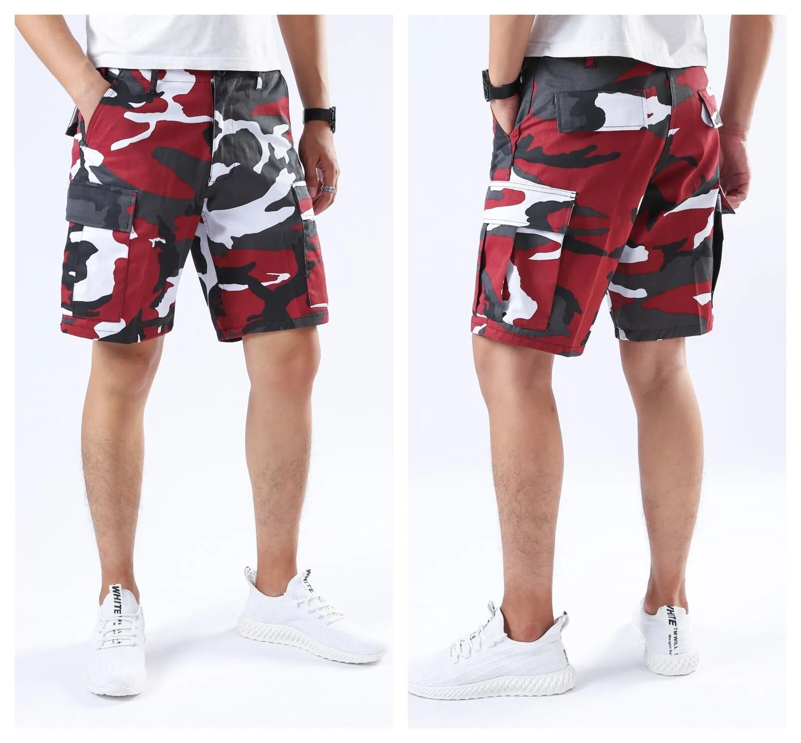 BACKBONE Mens Casual Cargo Shorts Army Military BDU Shorts with Zip Fly - Camo Colors