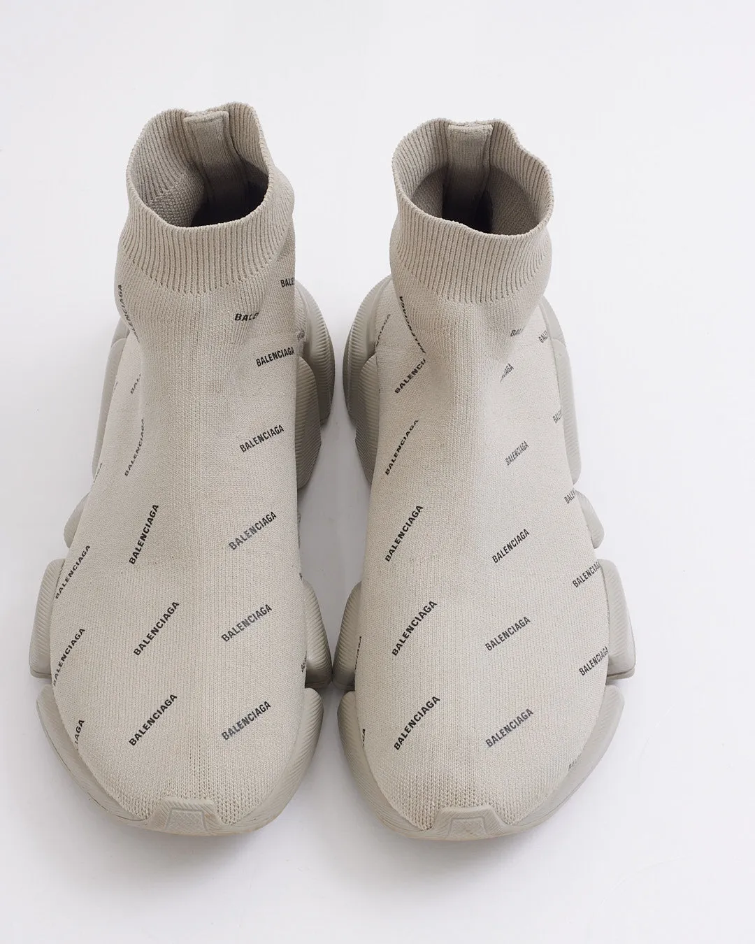 Balenciaga Grey Fabric Logo Sock Speed Trainer Sneaker - 40