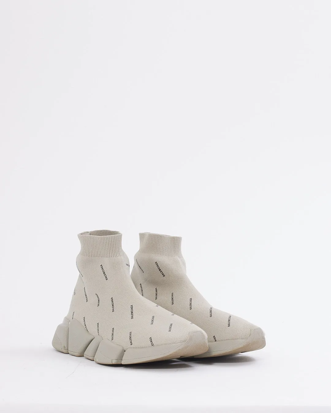 Balenciaga Grey Fabric Logo Sock Speed Trainer Sneaker - 40