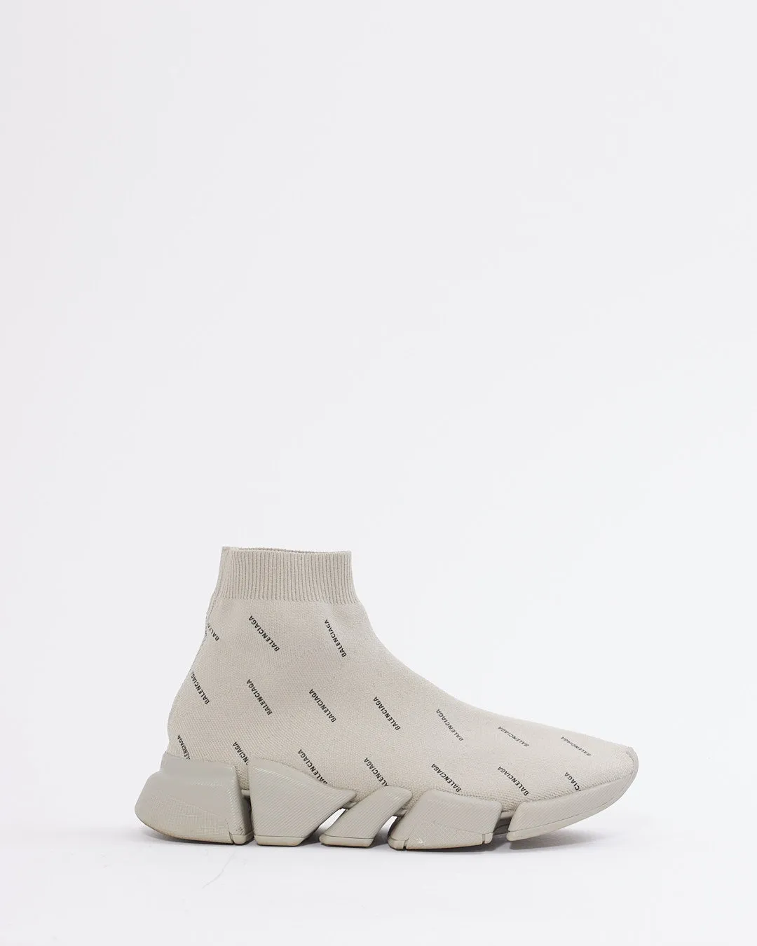Balenciaga Grey Fabric Logo Sock Speed Trainer Sneaker - 40