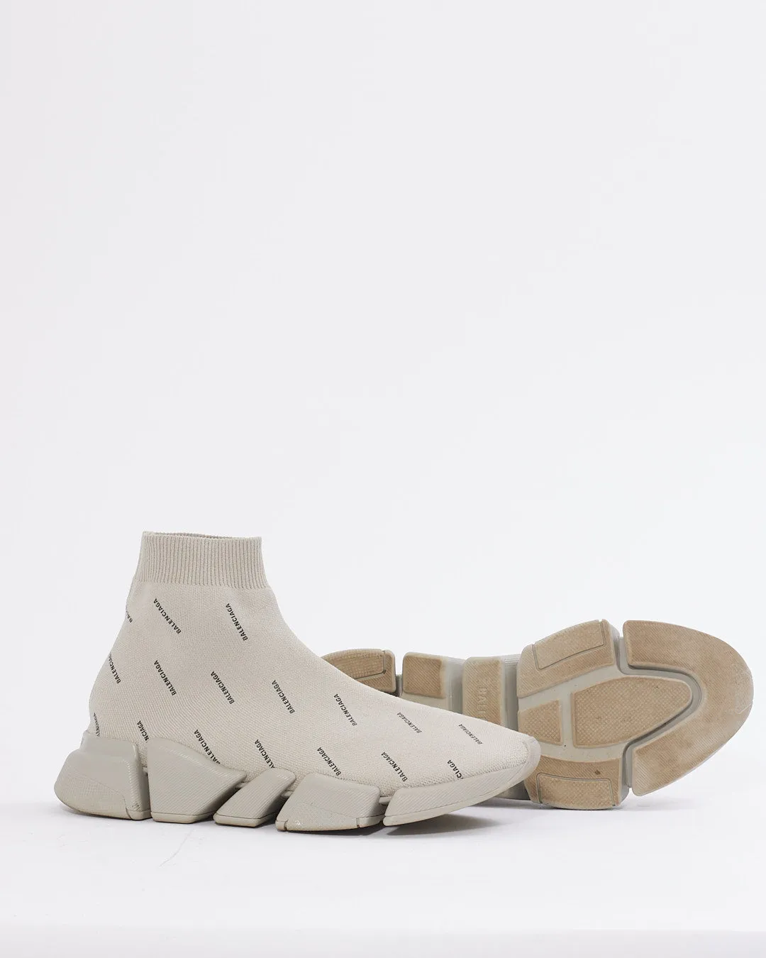 Balenciaga Grey Fabric Logo Sock Speed Trainer Sneaker - 40