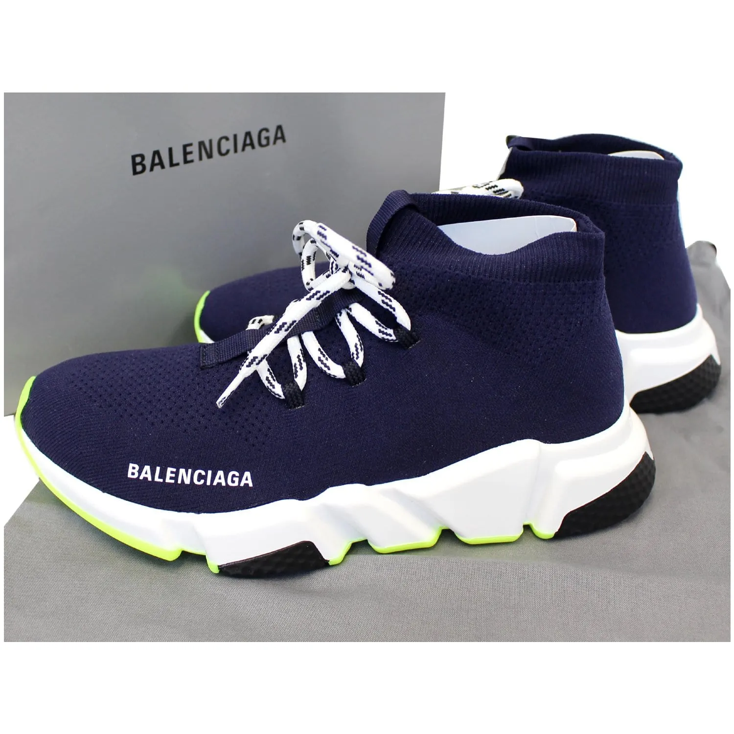 BALENCIAGA Mid Speed Lace-up Sneakers Blue US 9