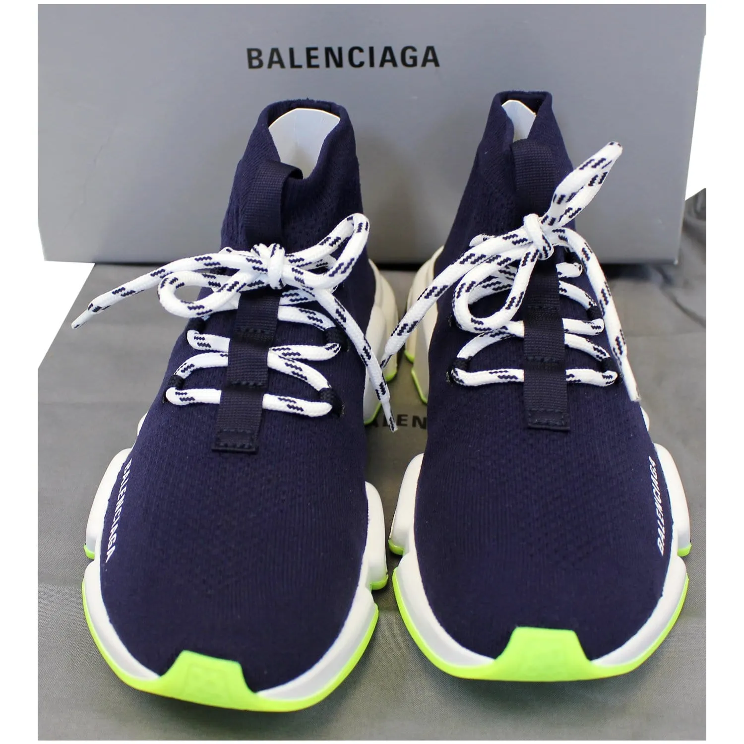 BALENCIAGA Mid Speed Lace-up Sneakers Blue US 9