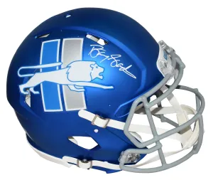 BARRY SANDERS SIGNED DETROIT LIONS 2023 BLUE AUTHENTIC SPEED HELMET SCHWARTZ