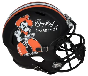 BARRY SANDERS SIGNED OKLAHOMA STATE COWBOYS PISTOL FULL SIZE HELMET   HEISMAN 88