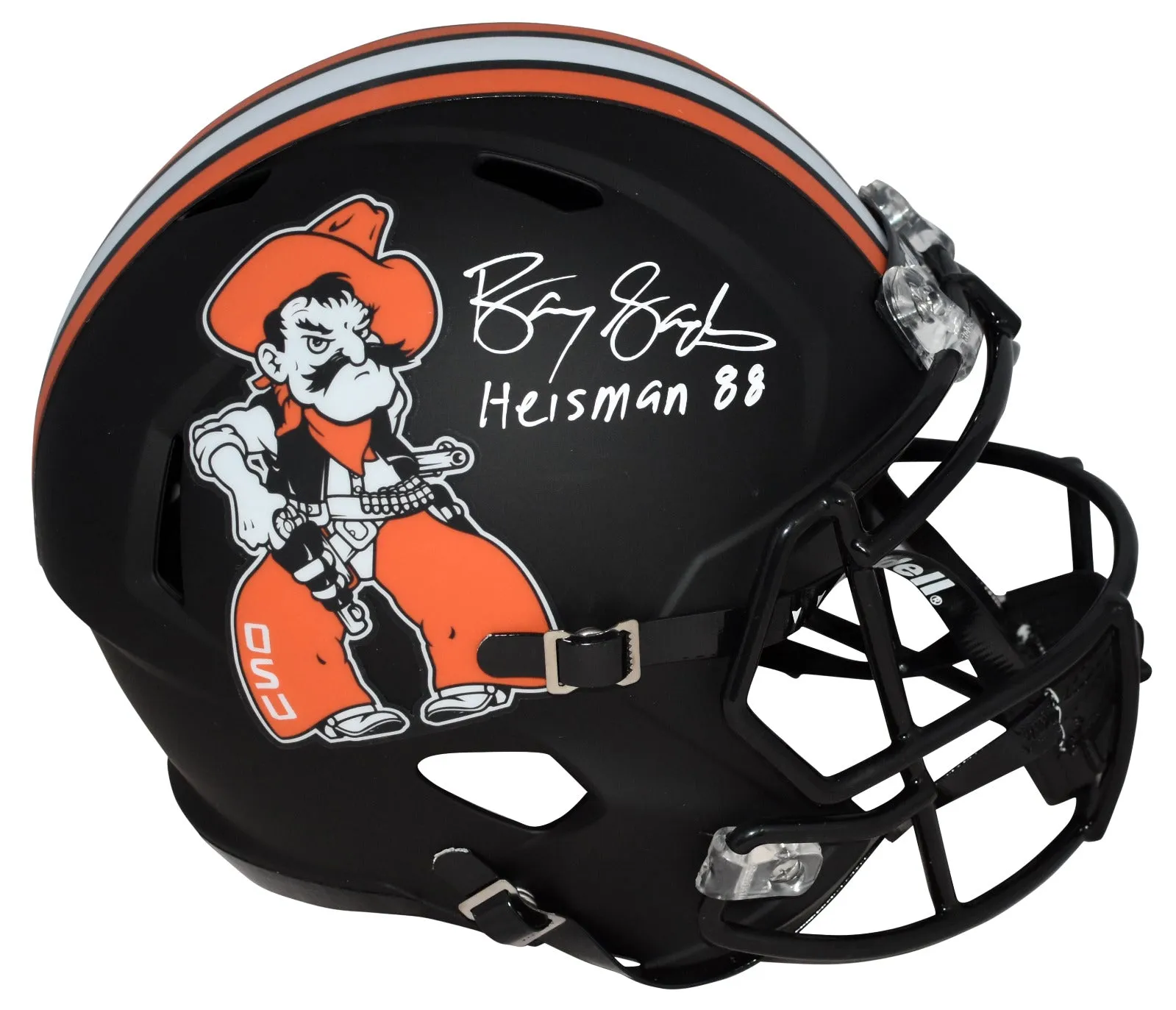 BARRY SANDERS SIGNED OKLAHOMA STATE COWBOYS PISTOL FULL SIZE HELMET   HEISMAN 88