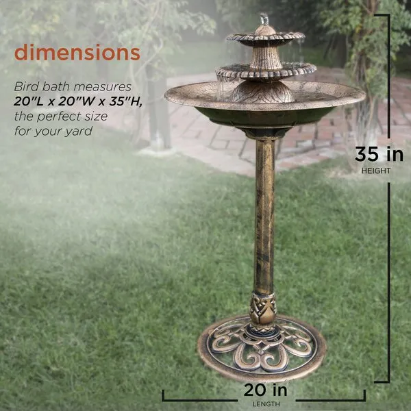 Beautiful Indoor/outdoor Resin 3-Tiered Vintage Pedestal Water Fountain and Bird Bath