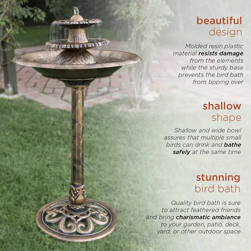 Beautiful Indoor/outdoor Resin 3-Tiered Vintage Pedestal Water Fountain and Bird Bath