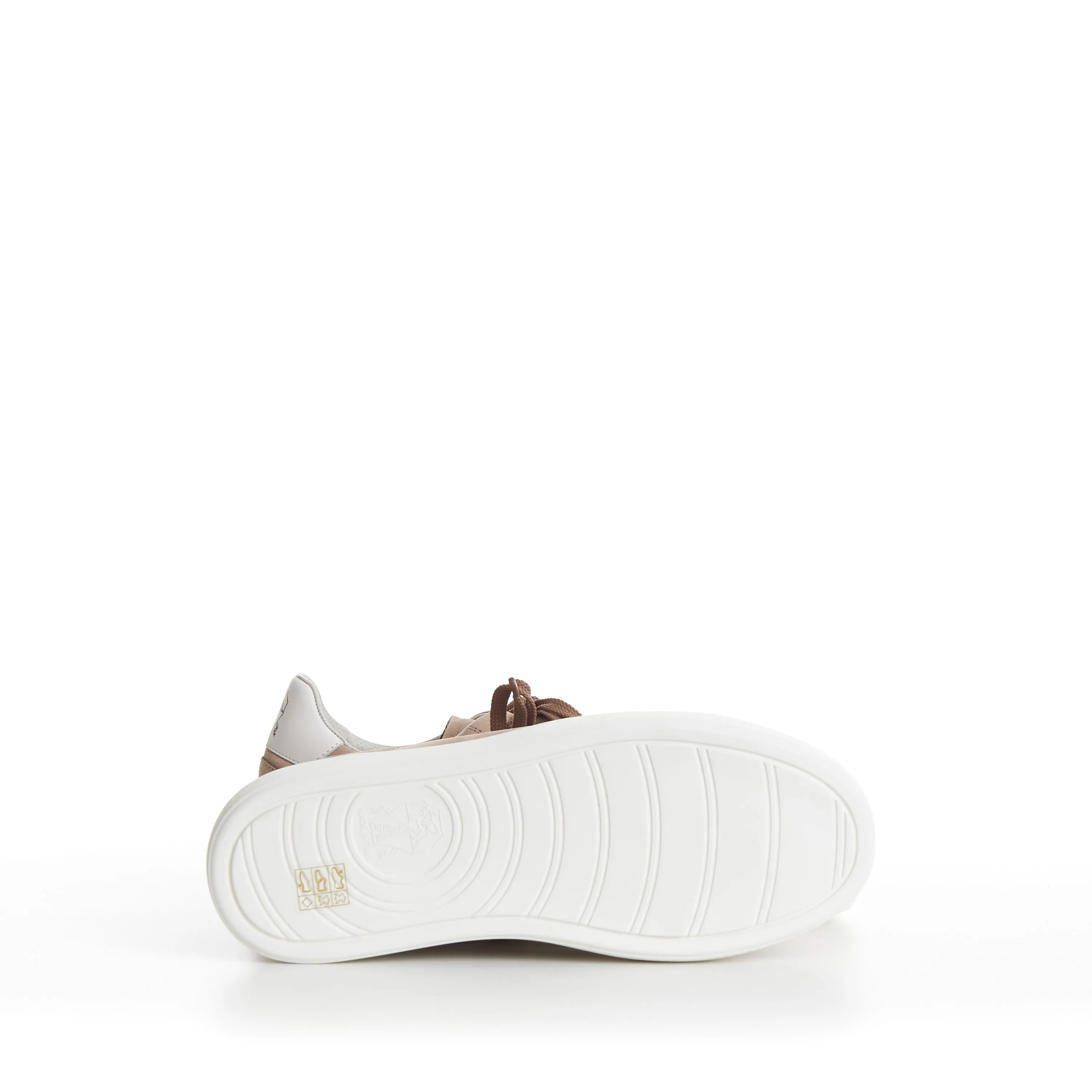 Beige Low-top Sneakers - Nubuck, Rubber Sole, Leather-Trim