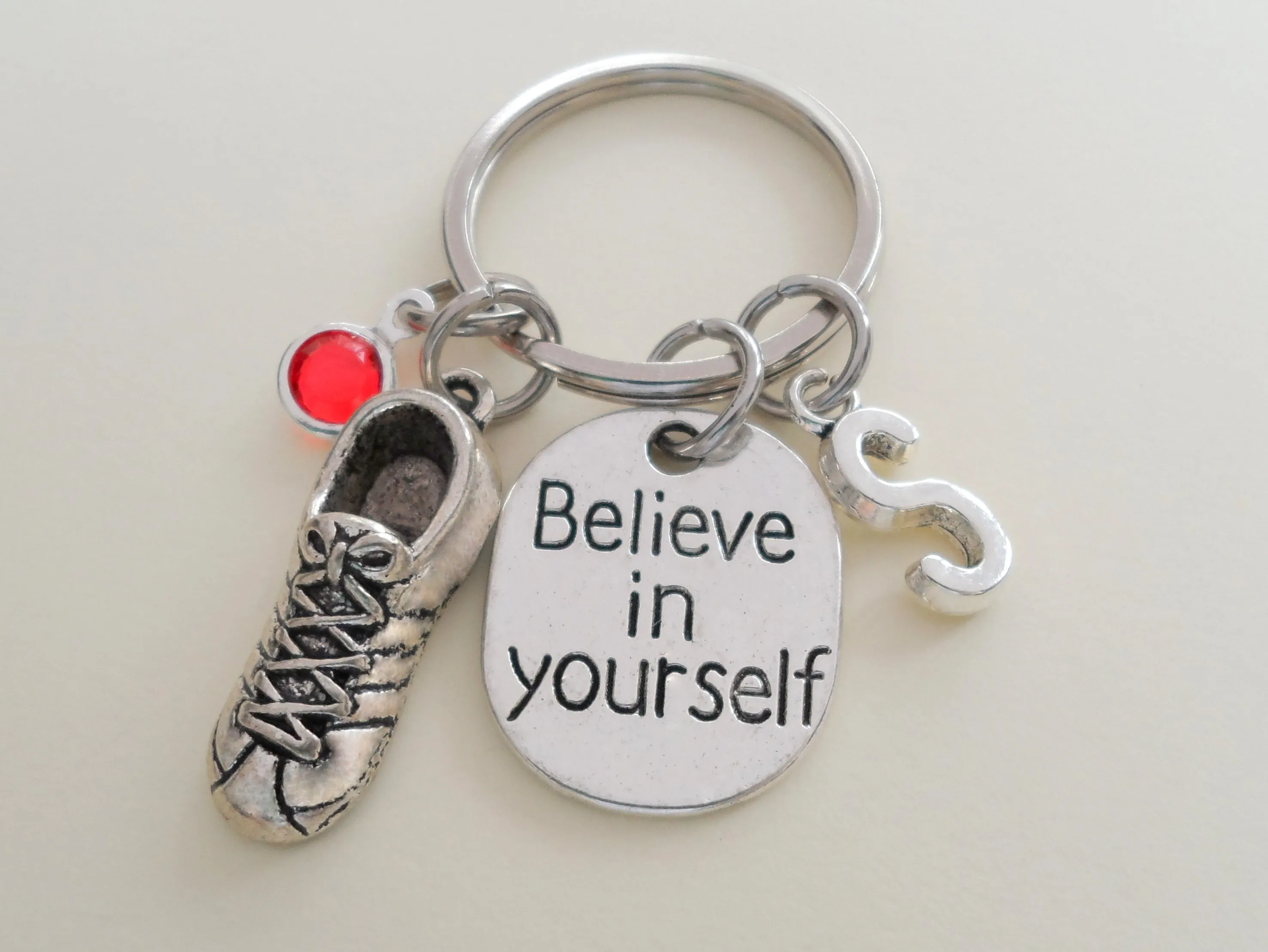 Believe in Yourself and Running Shoe Keychain, Cross Country or Track Runner Encouragement Gift