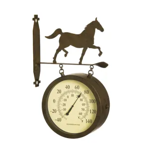 BG6CL71001 2 - Sided Outdoor Wall Clock & Thermometer