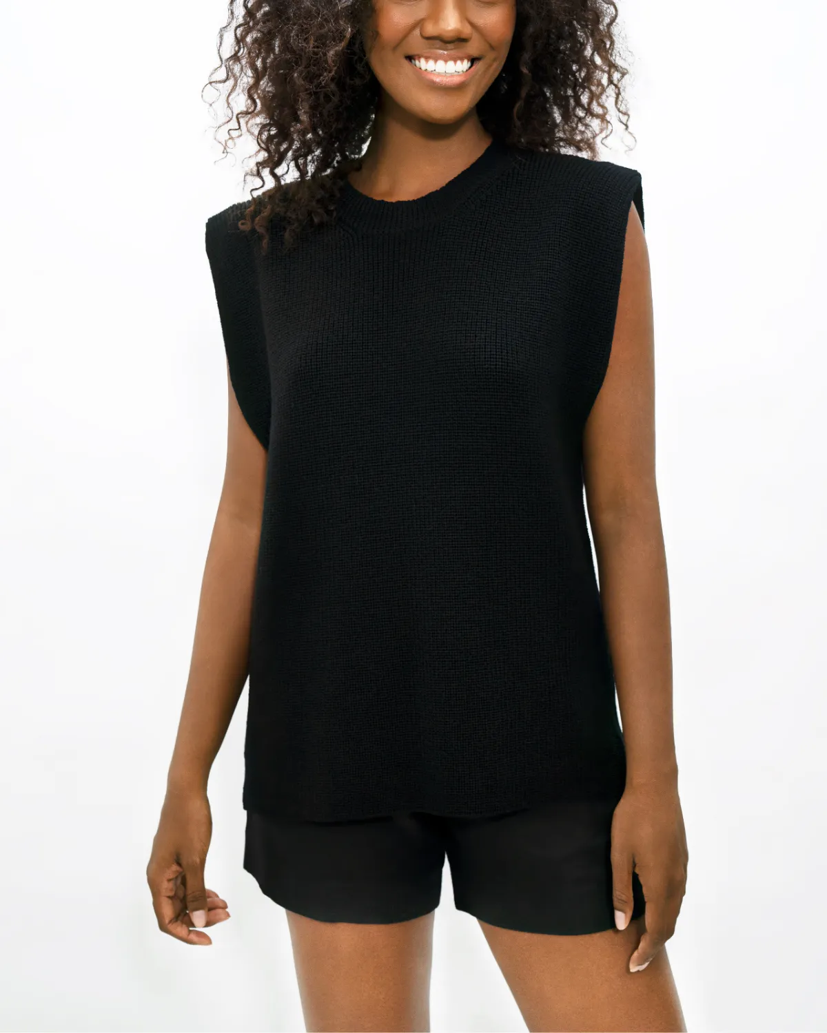 Black High Neck Ribbed Knitted Top