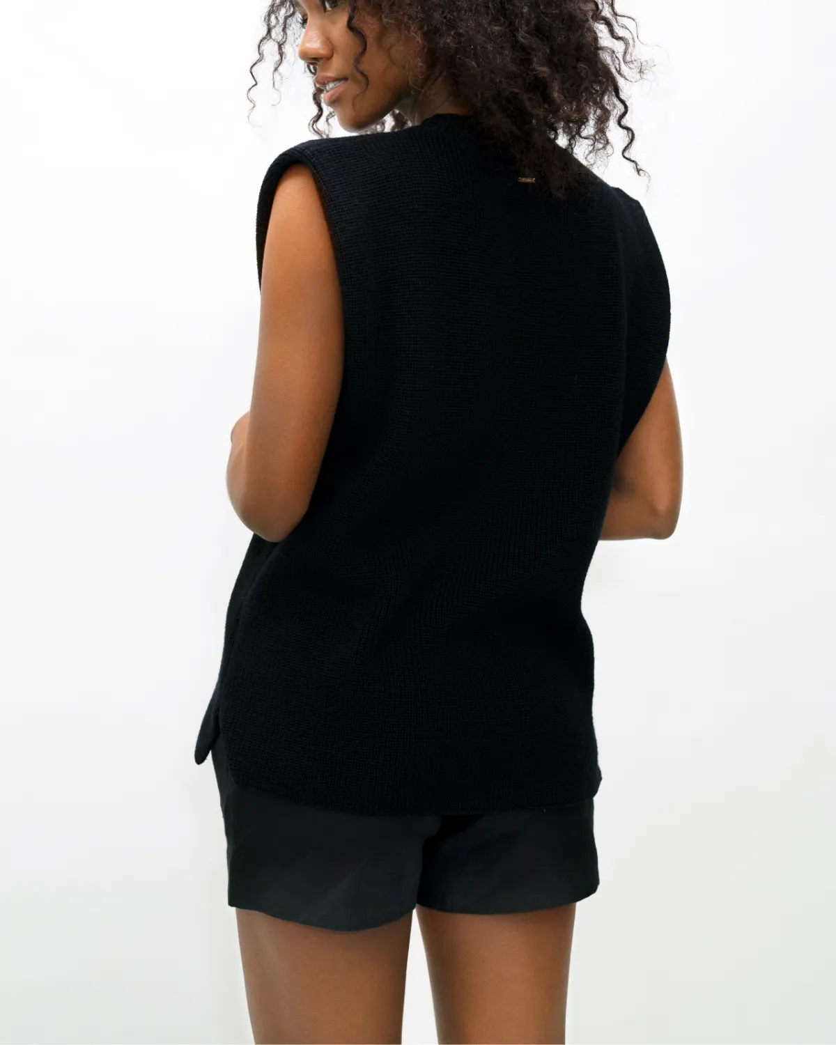 Black High Neck Ribbed Knitted Top