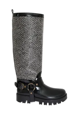 Black White Chevron Rubber Boots