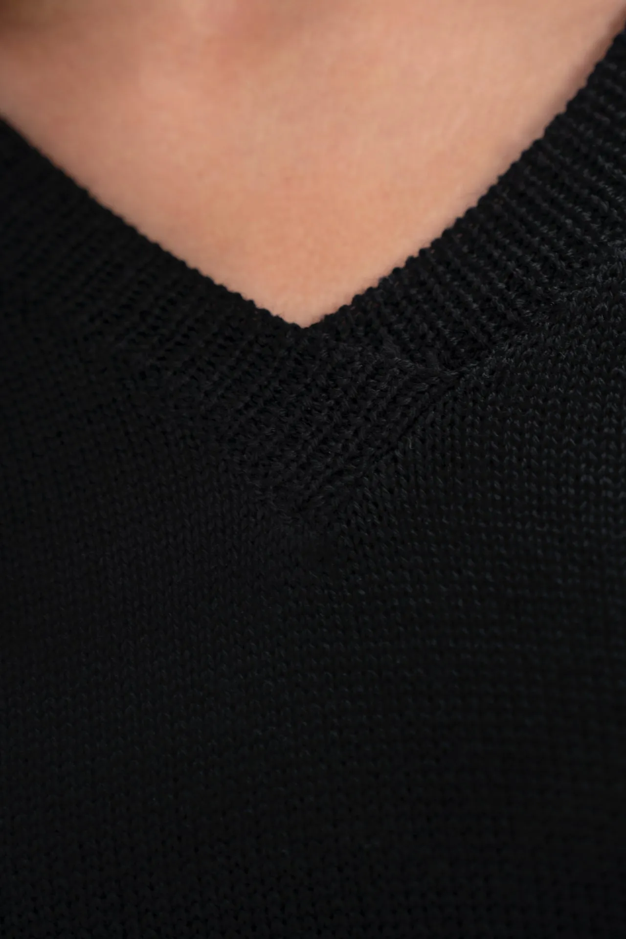 Black Wool V Neck Sweater