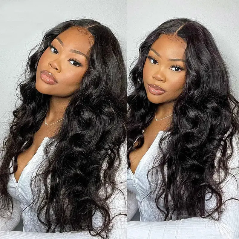 Body Wave 4*4 Lace Closure Wig Top Quality Brazilian Human Hair Wig Natural Color 180% Density