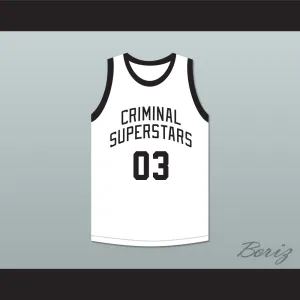Bonnie & Clyde Criminal Superstars Clyde 03 White Basketball Jersey