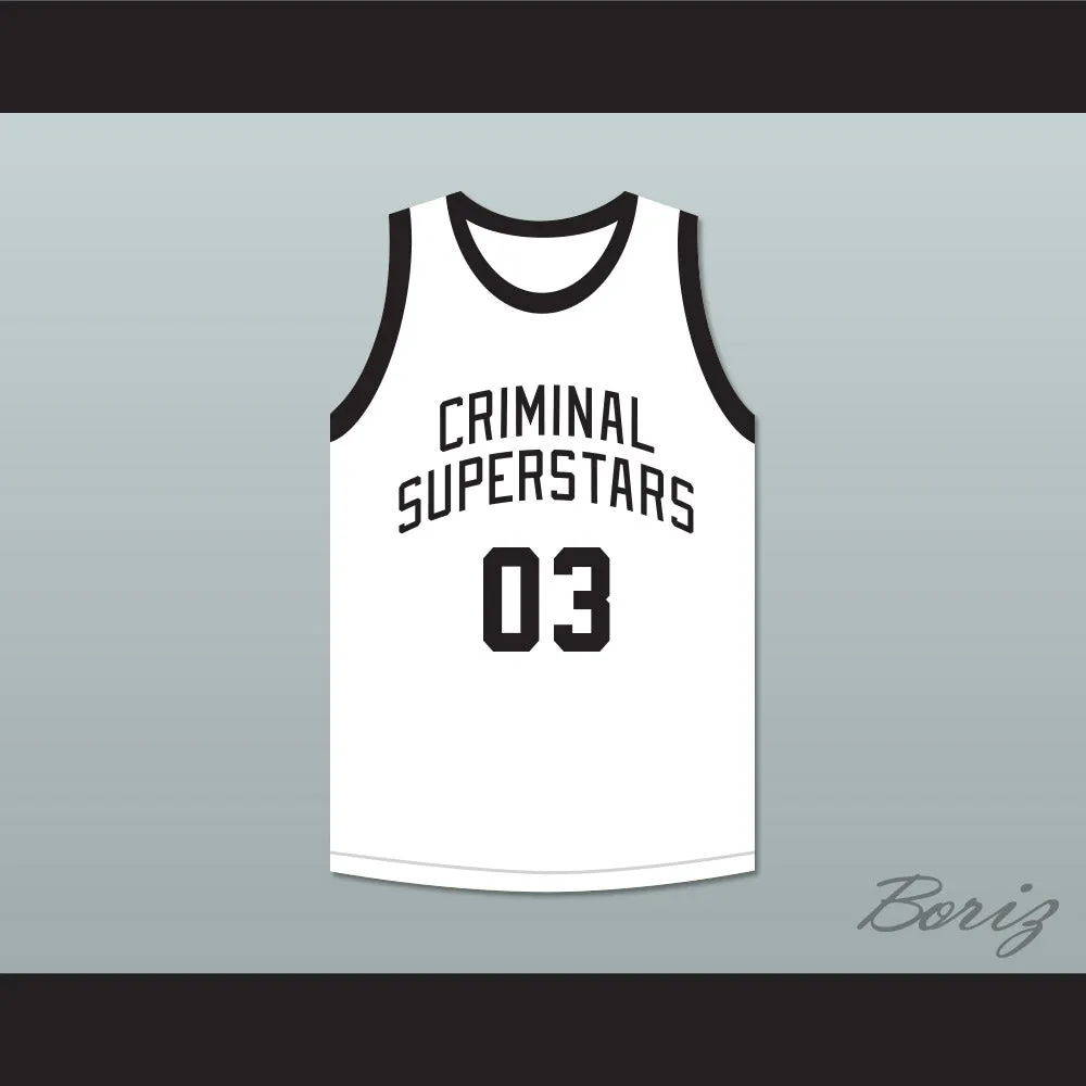 Bonnie & Clyde Criminal Superstars Clyde 03 White Basketball Jersey