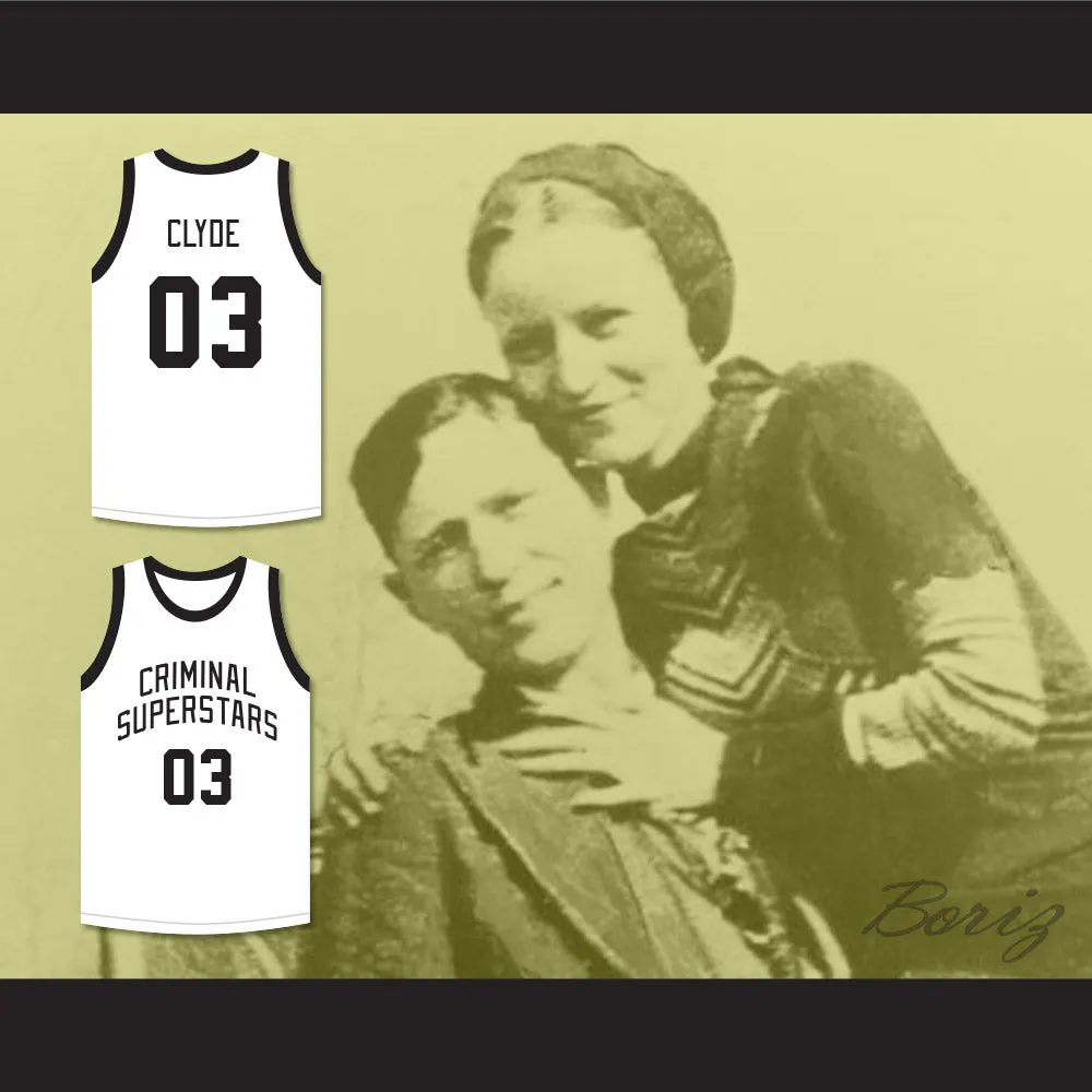 Bonnie & Clyde Criminal Superstars Clyde 03 White Basketball Jersey