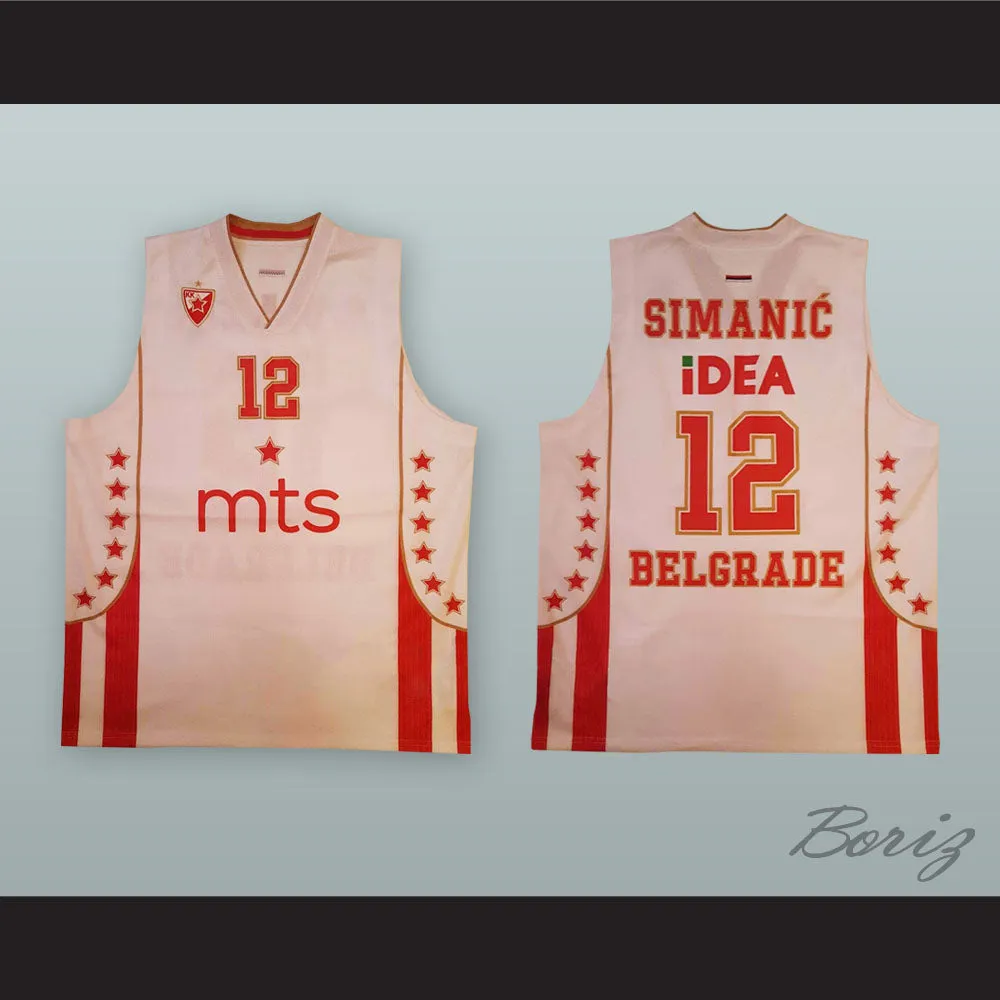 Boris Simanic 12 Red Star Belgrade White Basketball Jersey