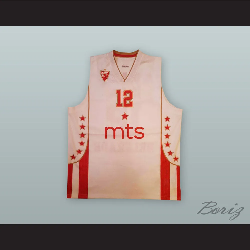 Boris Simanic 12 Red Star Belgrade White Basketball Jersey