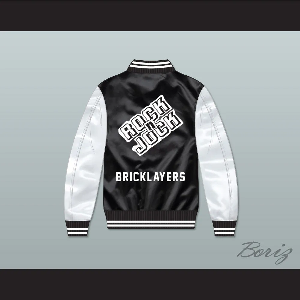Bricklayers Basketball 3rd Annual Rock N' Jock B-Ball Jam Black/ White Varsity Letterman Satin Bomber Jacket