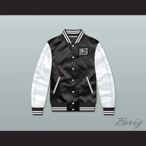 Bricklayers Basketball 3rd Annual Rock N' Jock B-Ball Jam Black/ White Varsity Letterman Satin Bomber Jacket