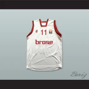 Brose Bamberg Germany 11 White Basketball Jersey