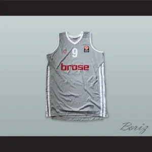 Brose Bamberg Germany 9 Gray Basketball Jersey