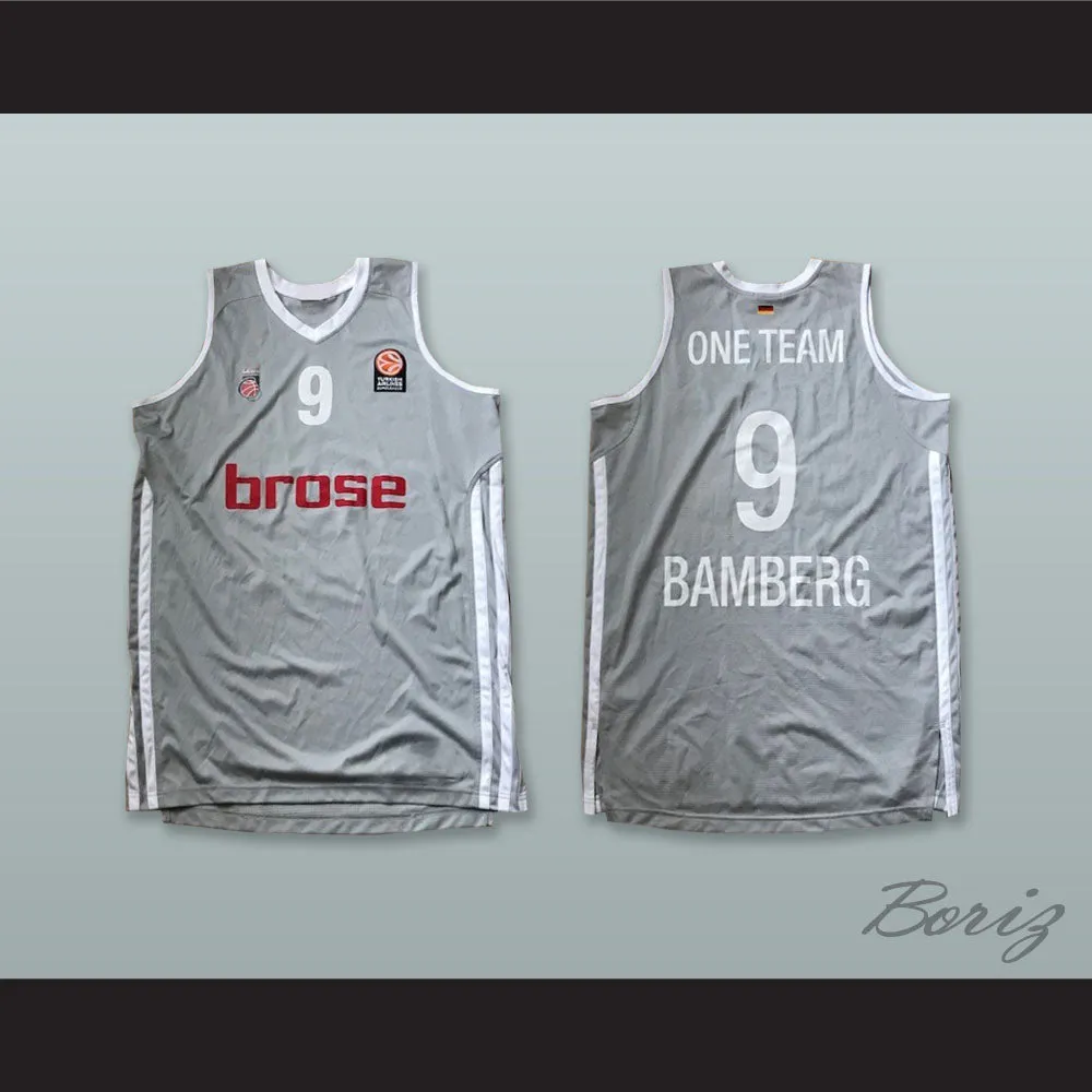 Brose Bamberg Germany 9 Gray Basketball Jersey