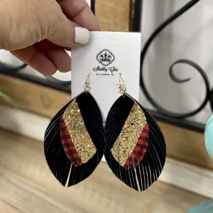 Buffalo Plaid and Gold earrings - Double stack