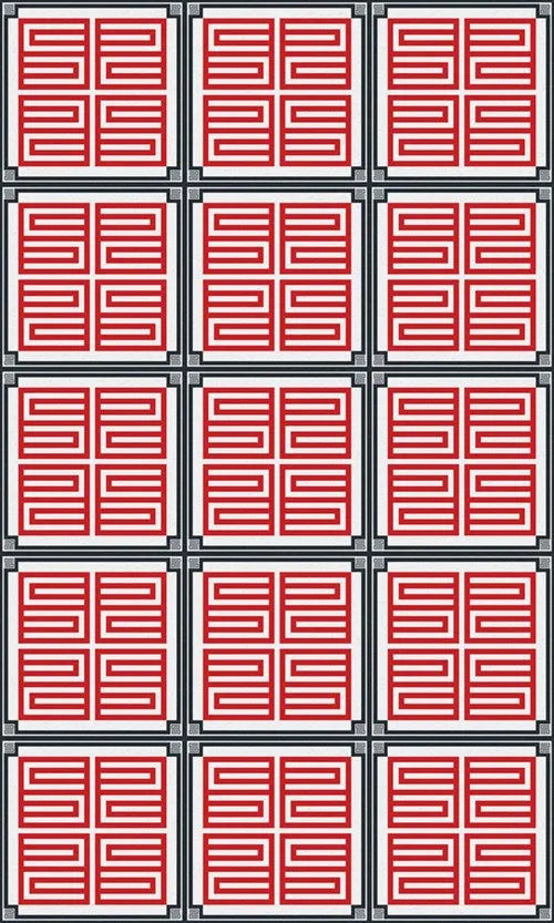 C H Designs "Red Letter" Vinyl Floorcloth - Spicher & Co.