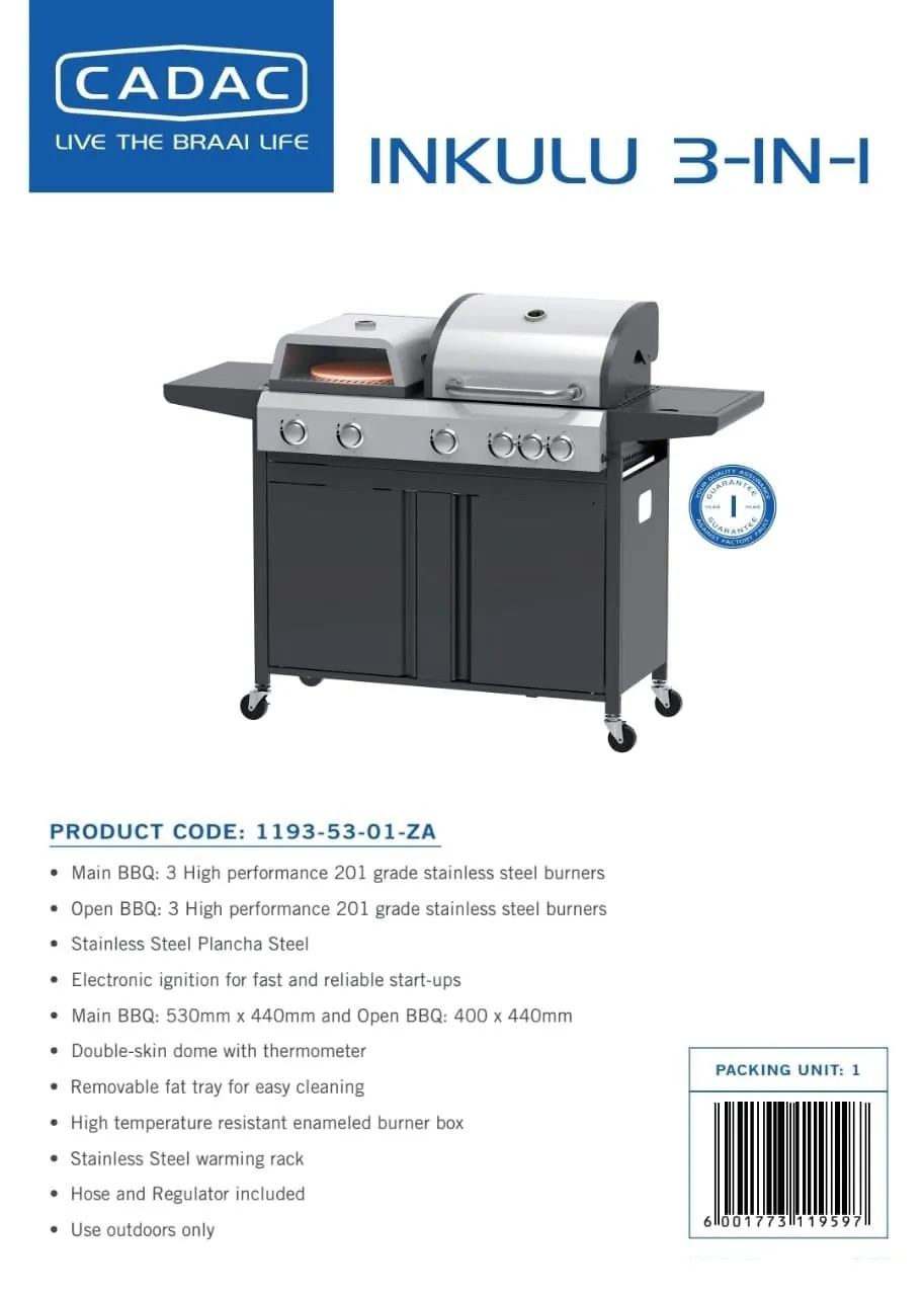 Cadac Inkulu 3-in -1 Gas Braai 1193-53-01-ZA