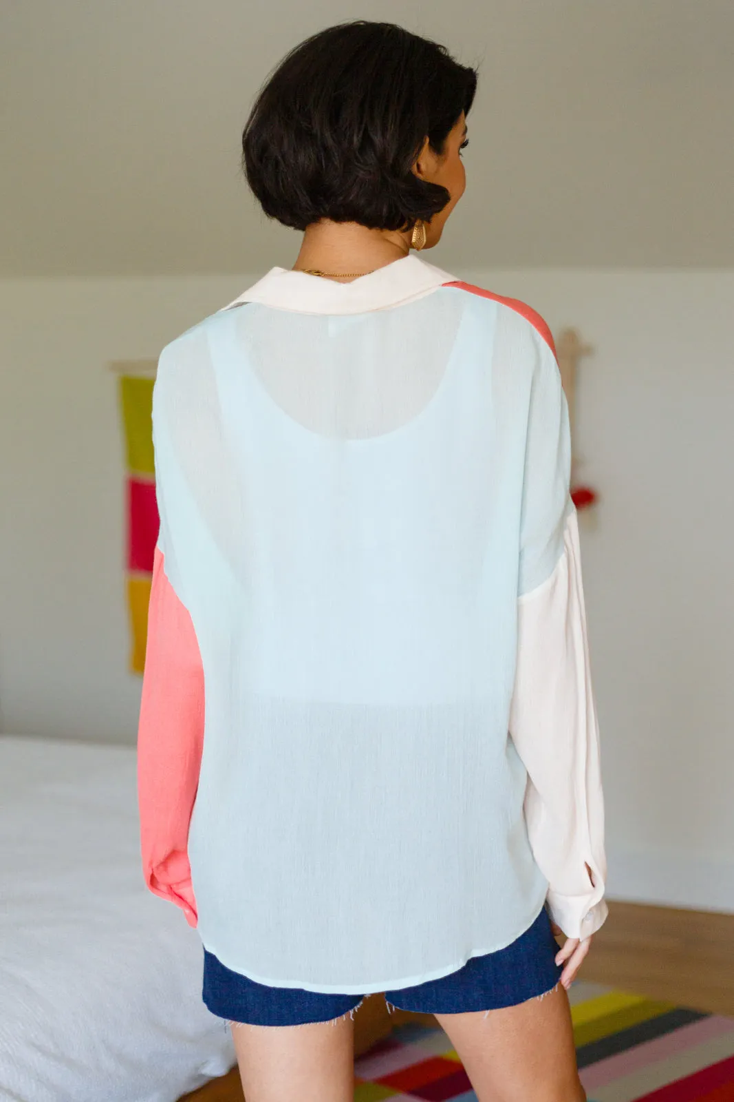 Capture the Day Lightweight Color Block Button-Up Top