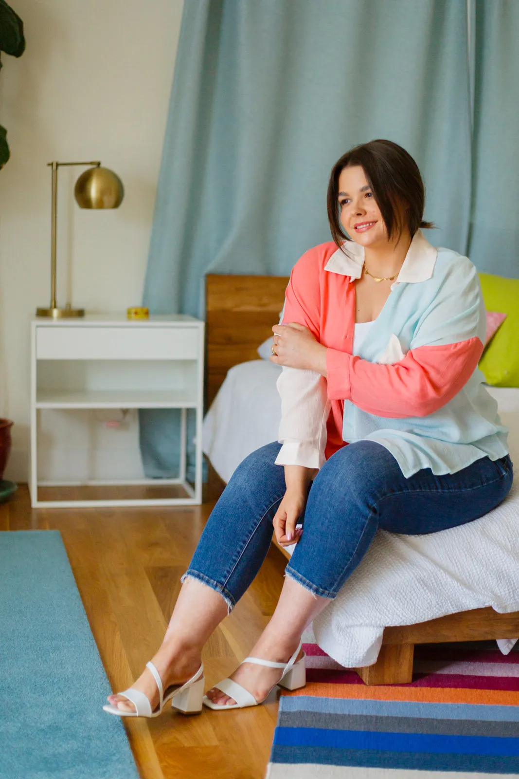 Capture the Day Lightweight Color Block Button-Up Top