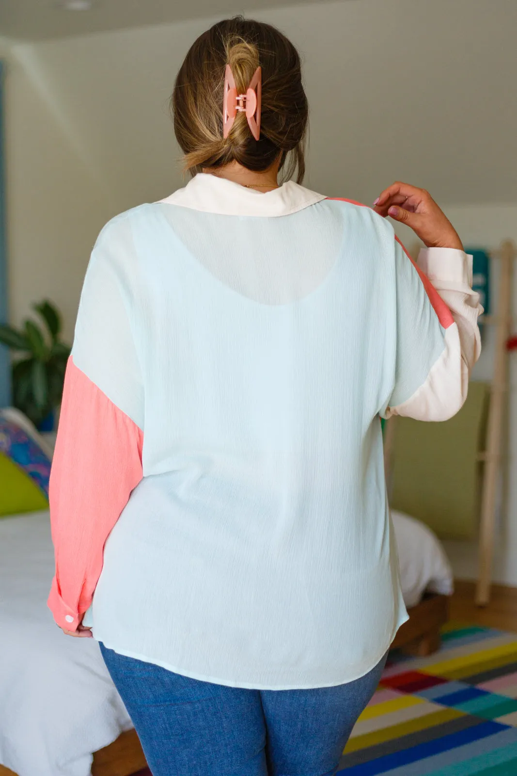 Capture the Day Lightweight Color Block Button-Up Top