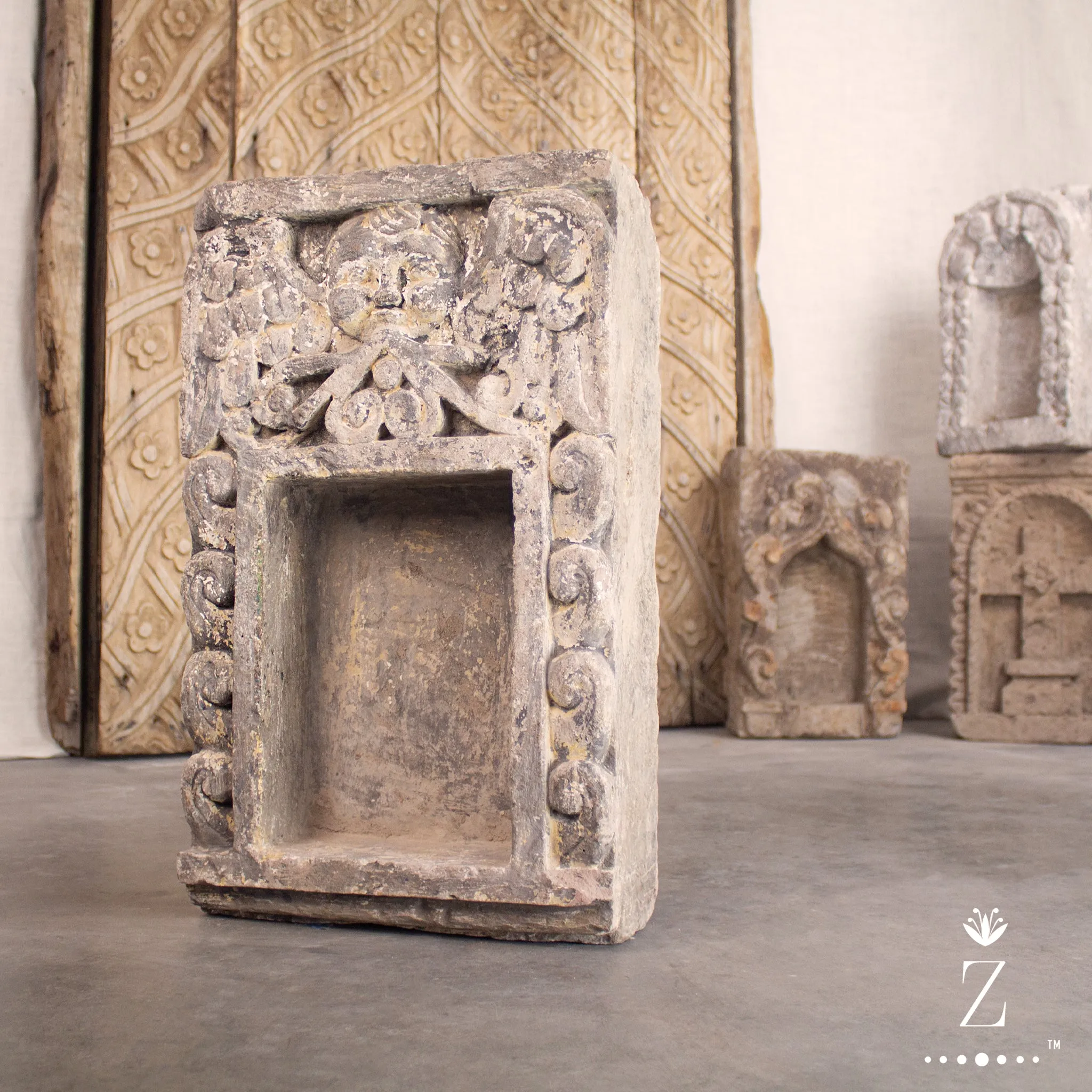 Carved Stone Niche Retablo, Large