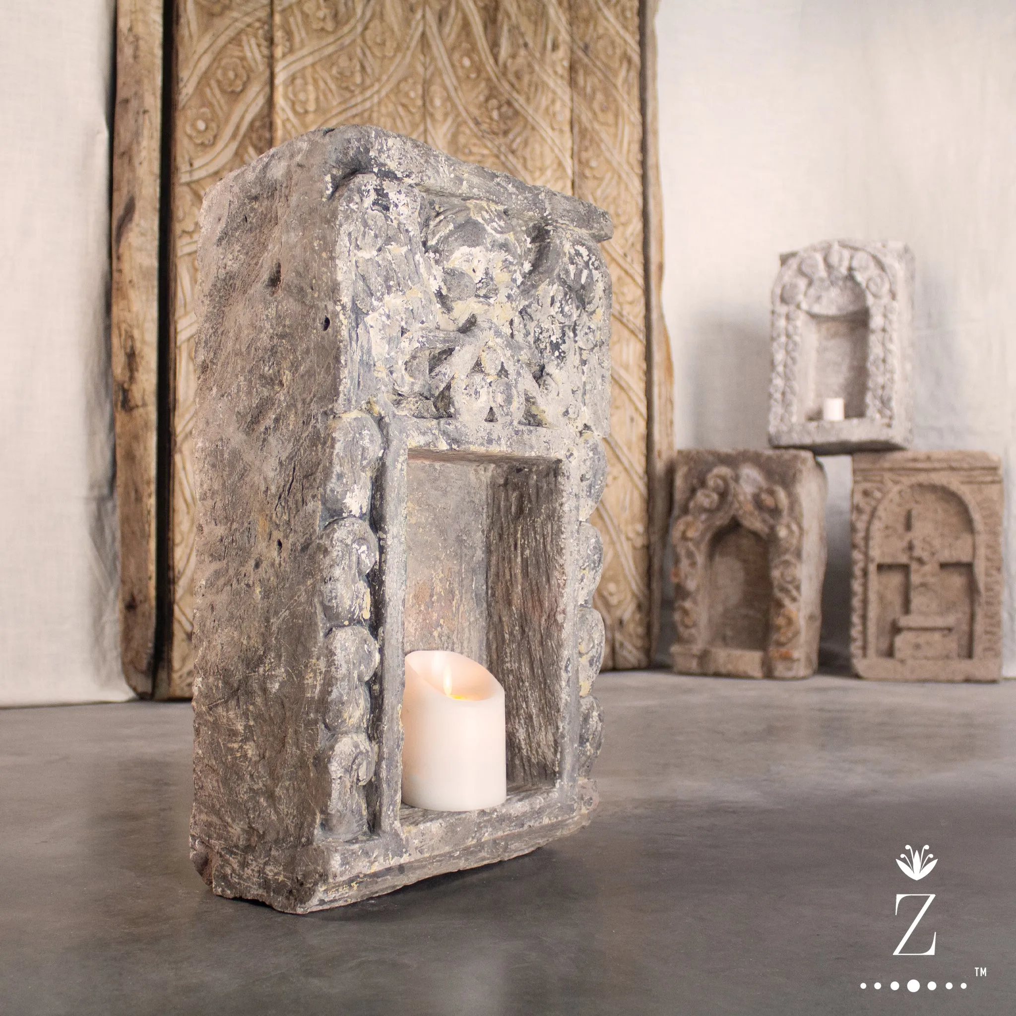 Carved Stone Niche Retablo, Large