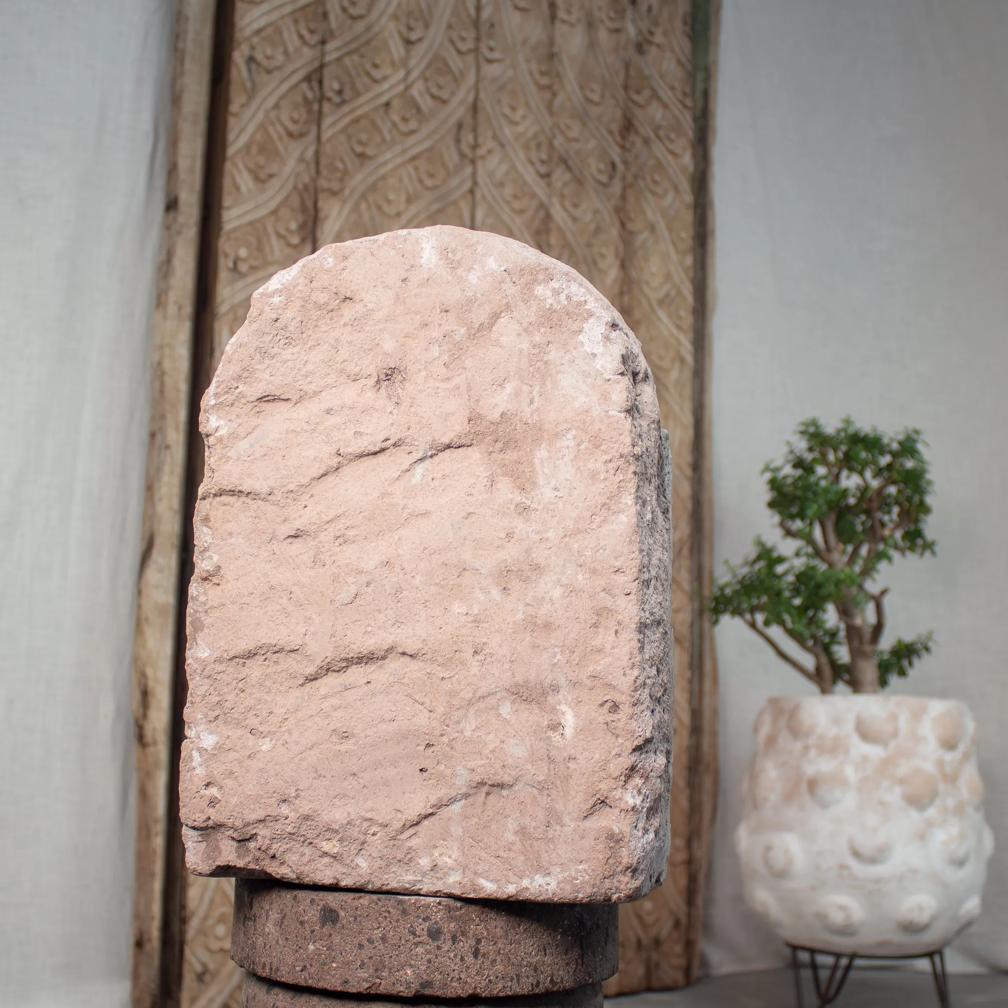 Carved Stone Niche, Vintage Calavera