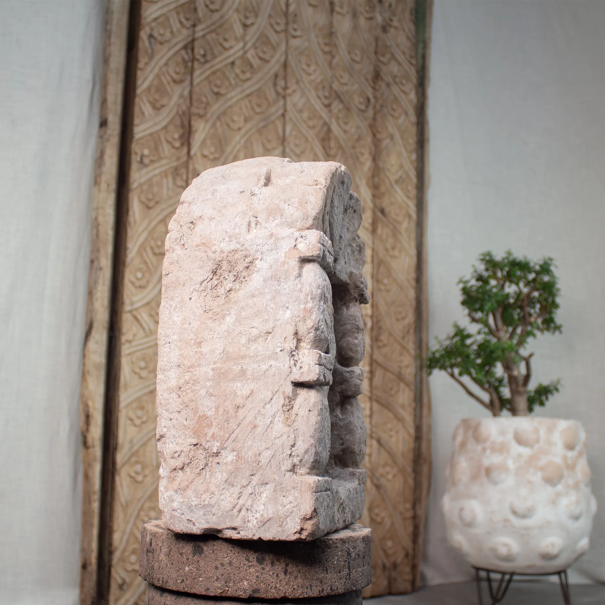 Carved Stone Niche, Vintage Calavera