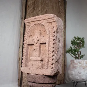 Carved Stone Niche, Vintage Crucifix