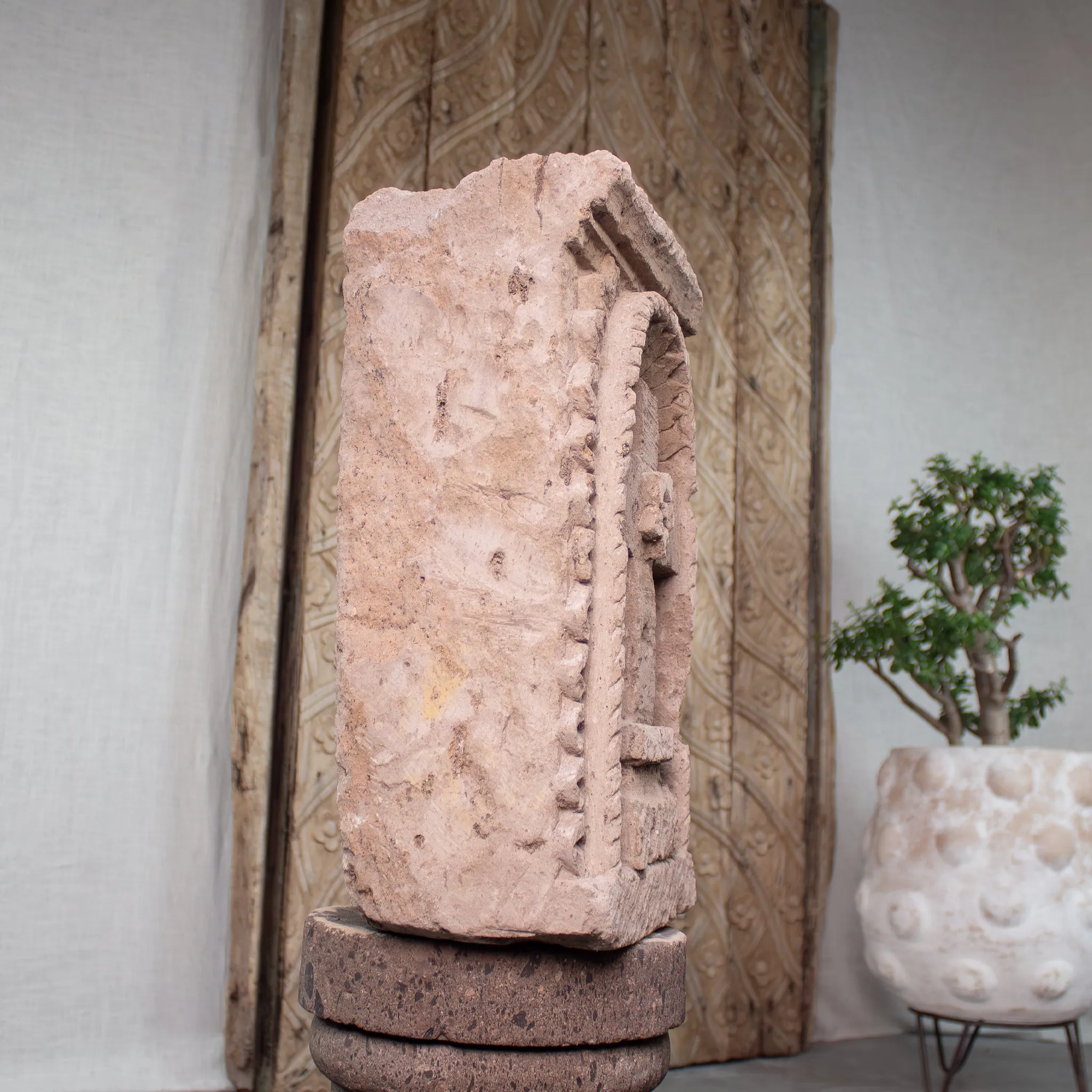 Carved Stone Niche, Vintage Crucifix