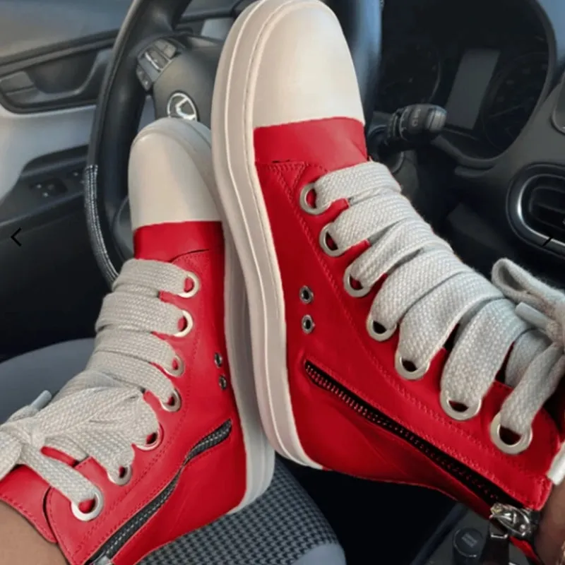 Casual Patchwork Frenulum Zipper Round Comfortable Shoes(5 Colors)