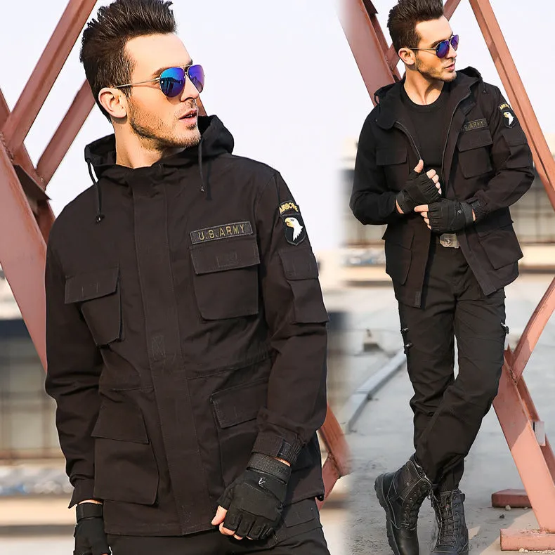 Casual Style Fleece Hooded Men Outdoor Jacket