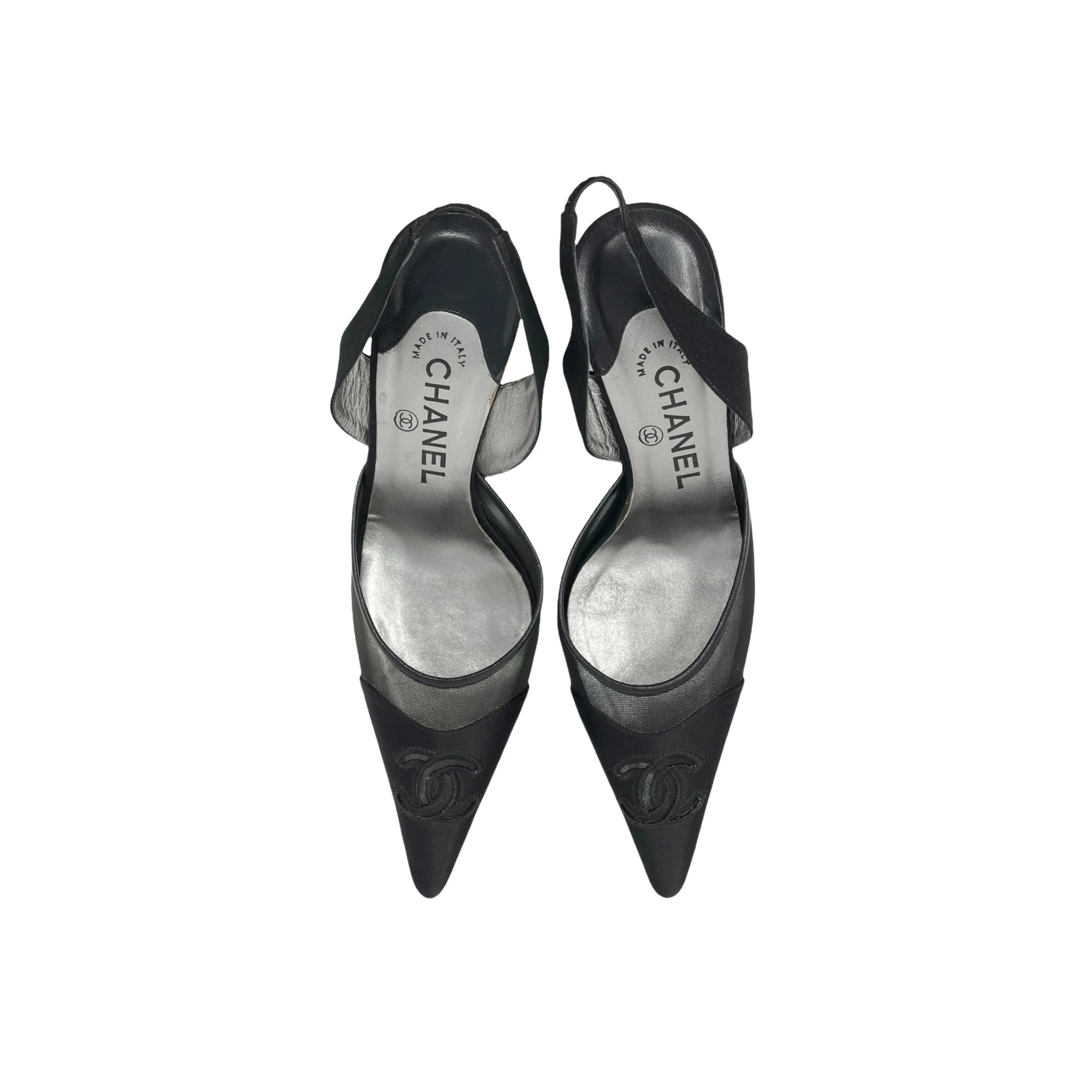 Chanel Black Logo Mesh Heels