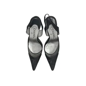 Chanel Black Logo Mesh Heels