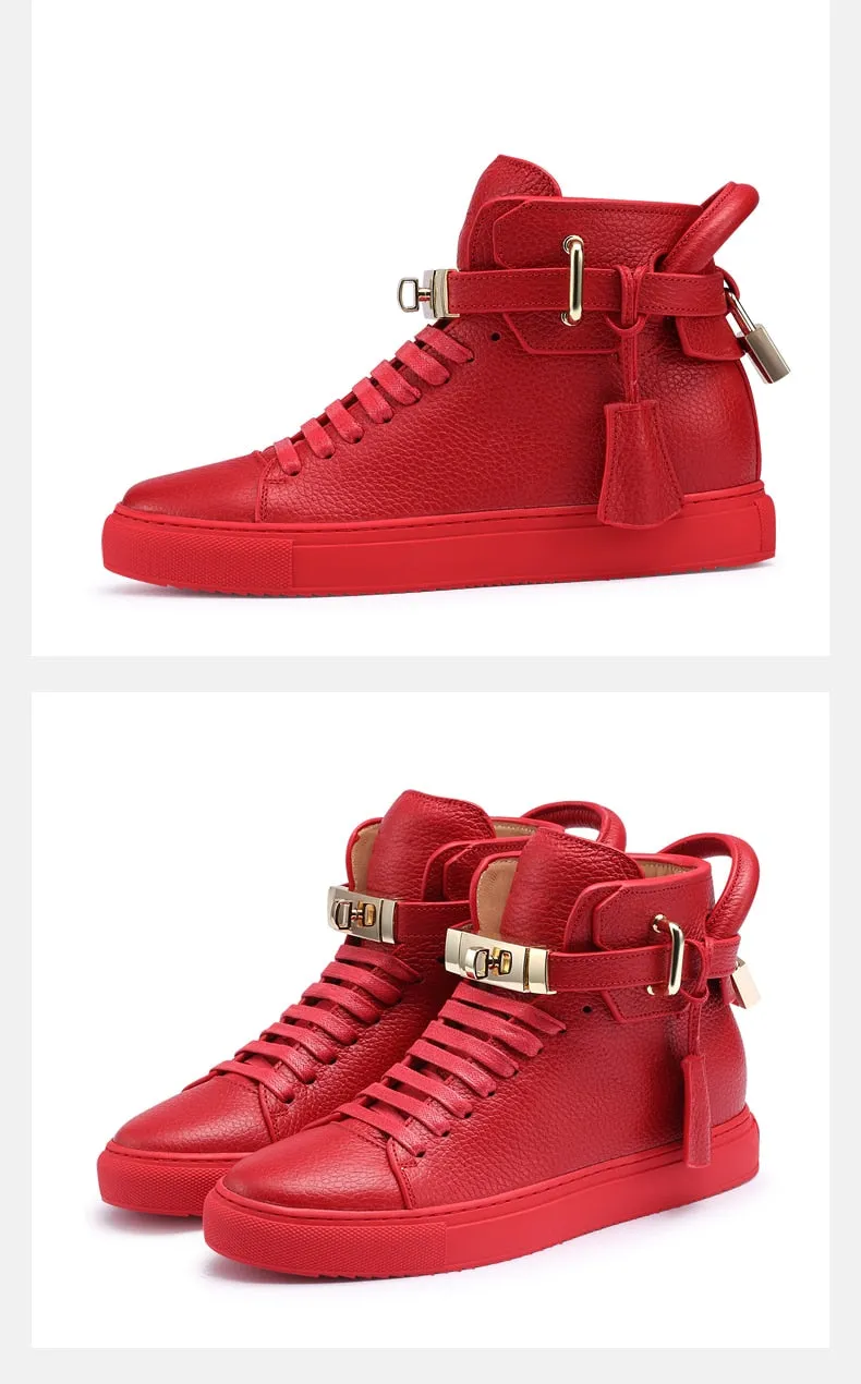 Chaussures luxe chic relief croco classe pour homme /  Men Embossed Crocodile High Top Sneakers